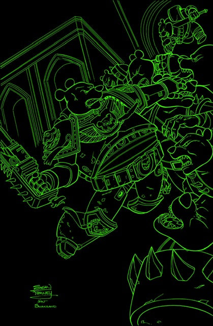 Pre-Sale PoohHammer ( Do You Pooh ) WarHammer Homage Virgin Line Art Glow in the dark Ltd to 5